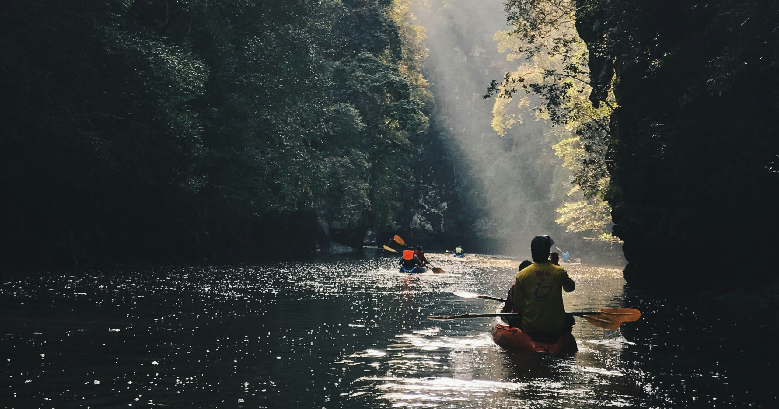 people kayaking