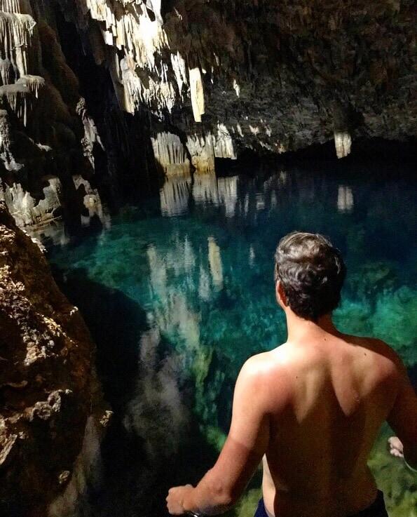 Swimming in an underground cave in Tonga