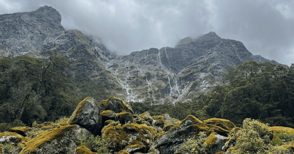 Rainy Mountains with Small Waterfalls