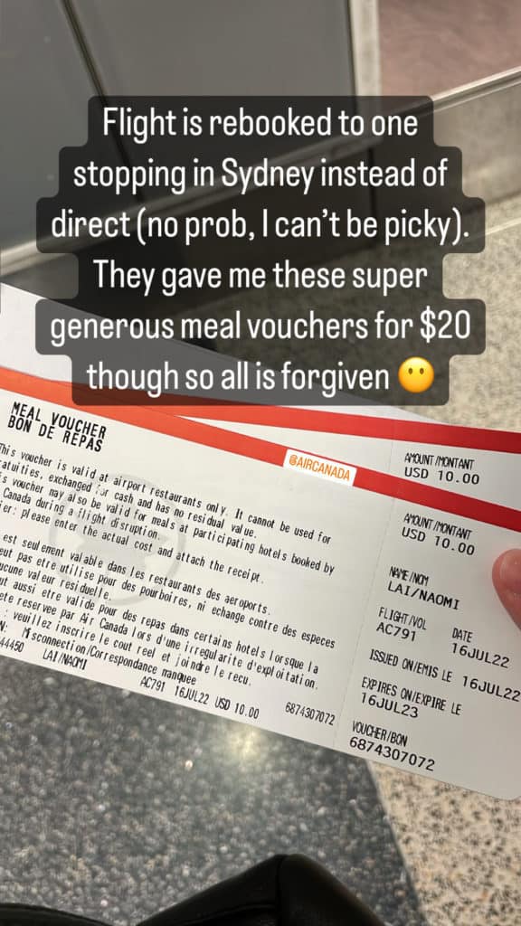 Air Canada vouchers for $10 each