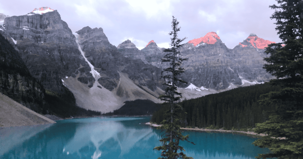 Morraine Lake and Surrounding Mountains at Sunrise