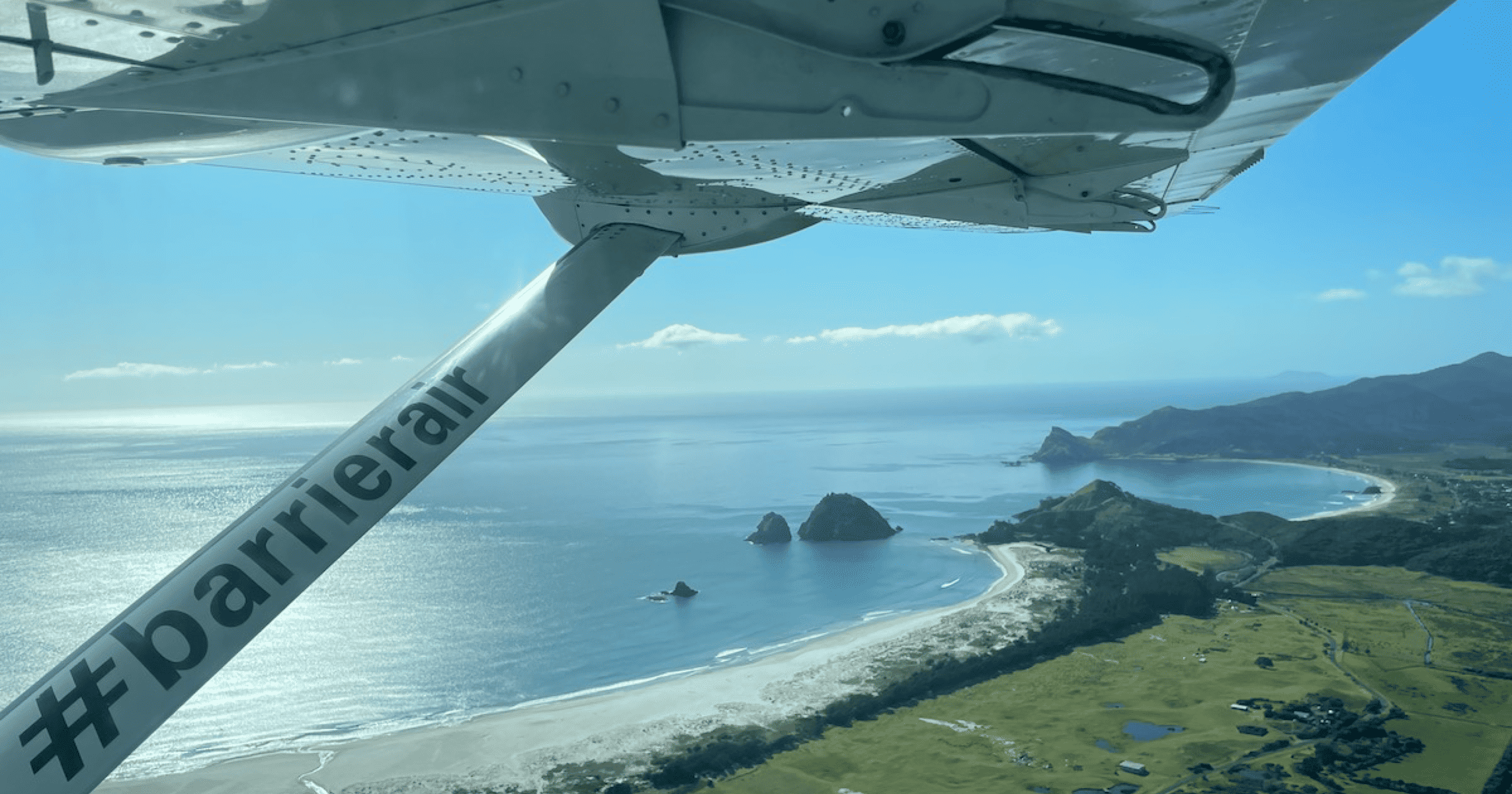 Aerial View of Barrier Island from Plane Window