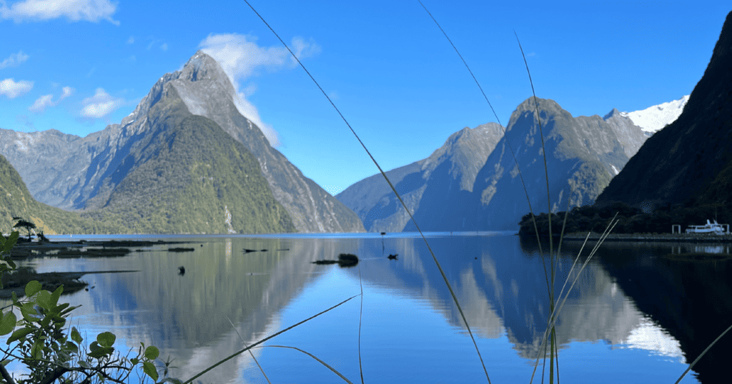 Mountains surrounding Milford Sound, New Zealand