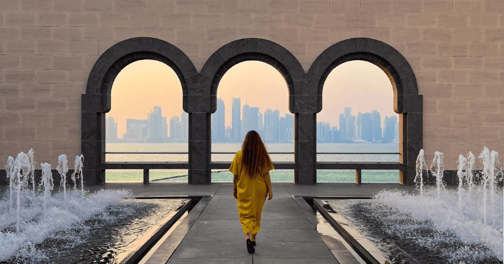 Girl walking in Doha, part of the Qatar Stopover Program