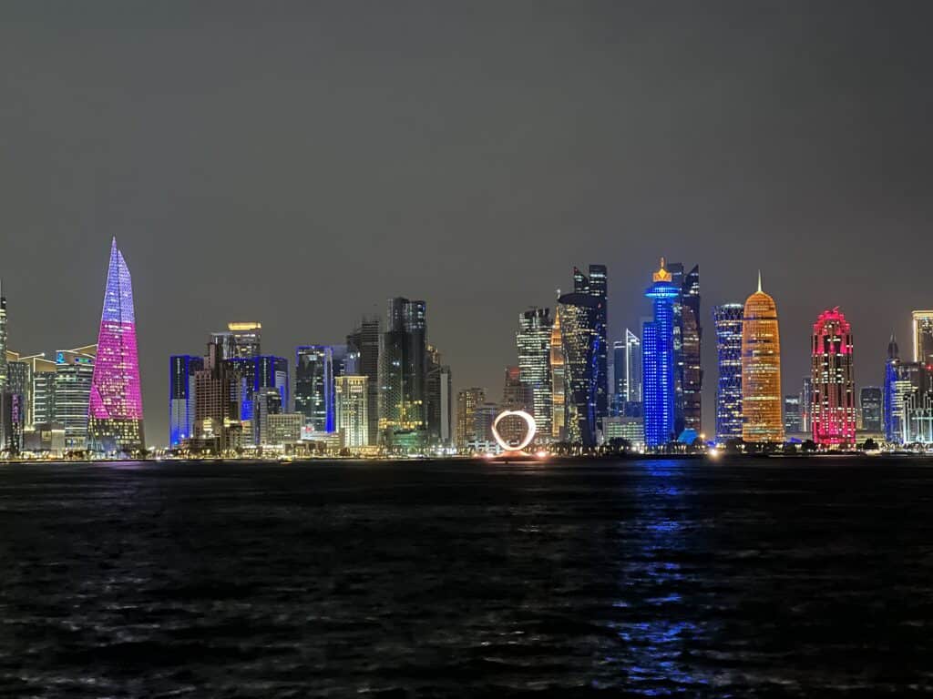 Qatar skyline at night