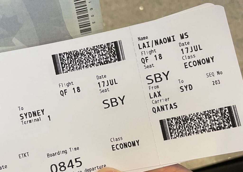 flight ticket that says "SBY" for standby