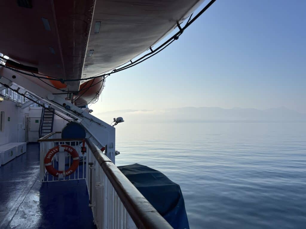 View from the overnight ferry from Brindisi to Vlore in the morning