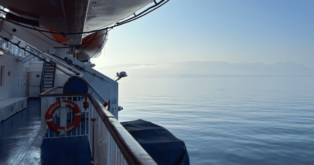 View from the overnight ferry from Brindisi to Vlore