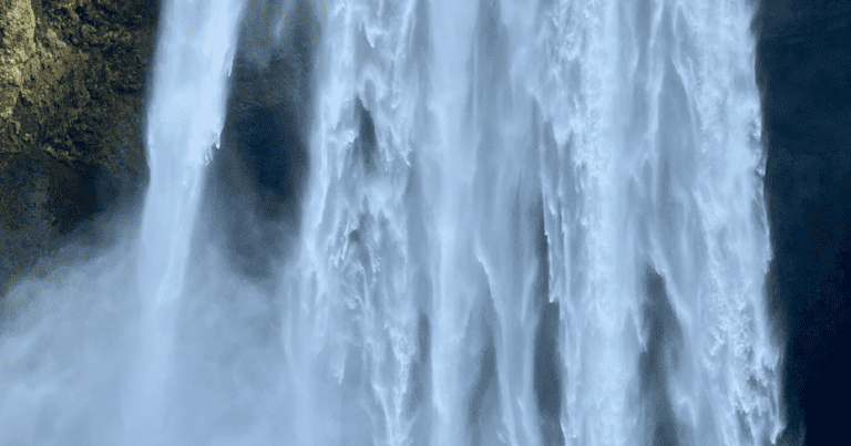 Closeup of a famous waterfall in Iceland