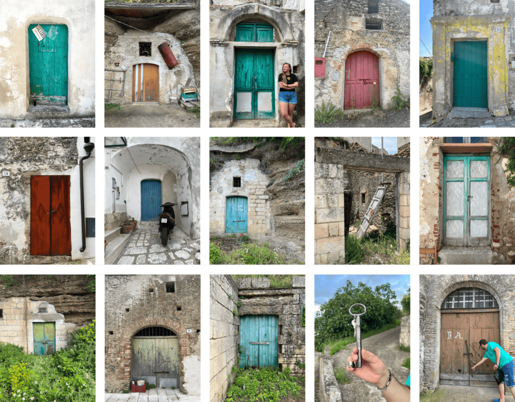 Collage of doors from around Grottole