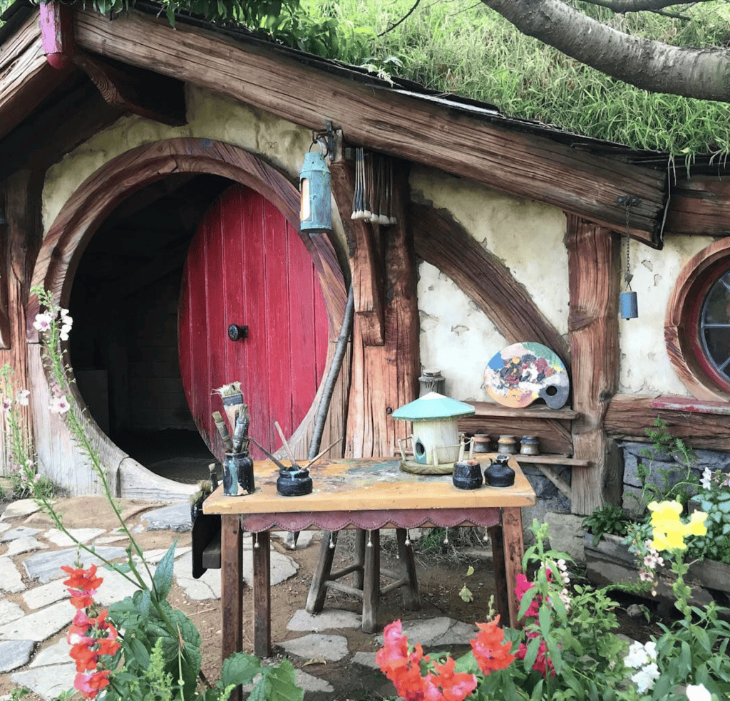 Red door in Hobbiton, New Zealand