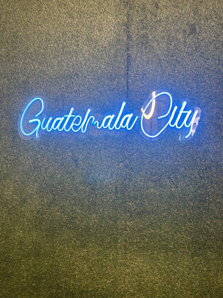 Neon sign that reads Guatemala City