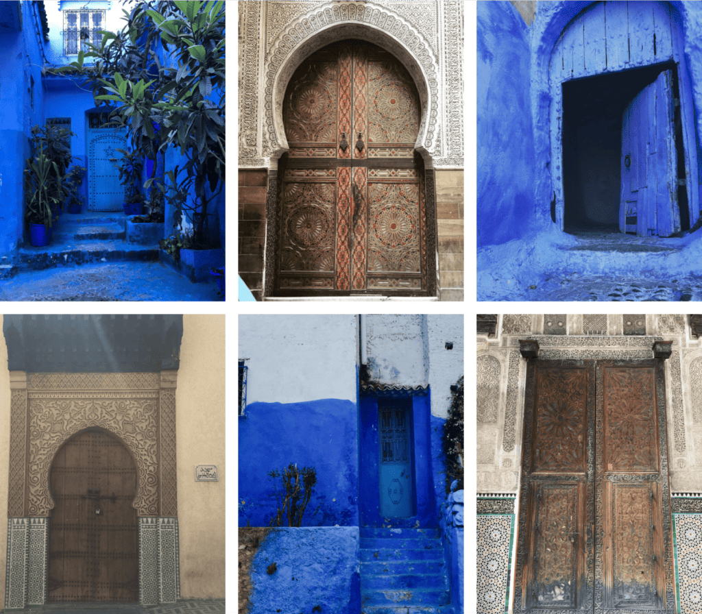 Collage of beautiful doors in Morocco