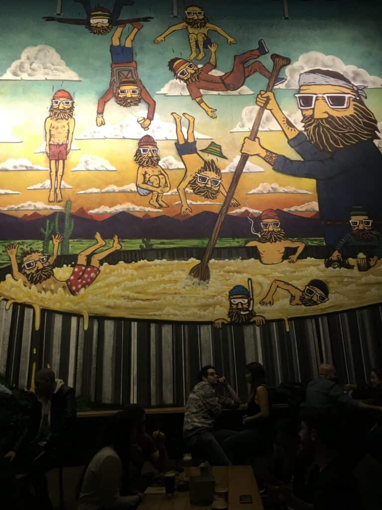 Mural in craft beer bar