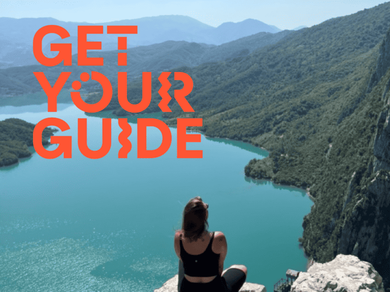 Get Your Guide logo over girl in Albania