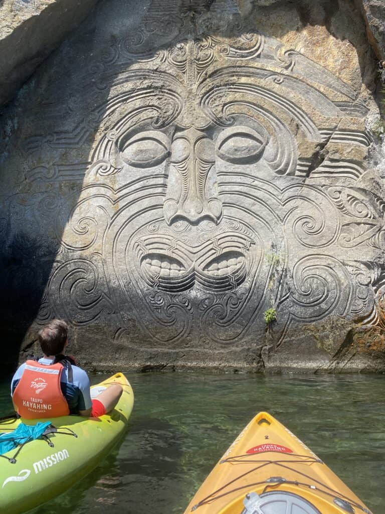 Kayaking in New Zealand, Maori Rock Carving