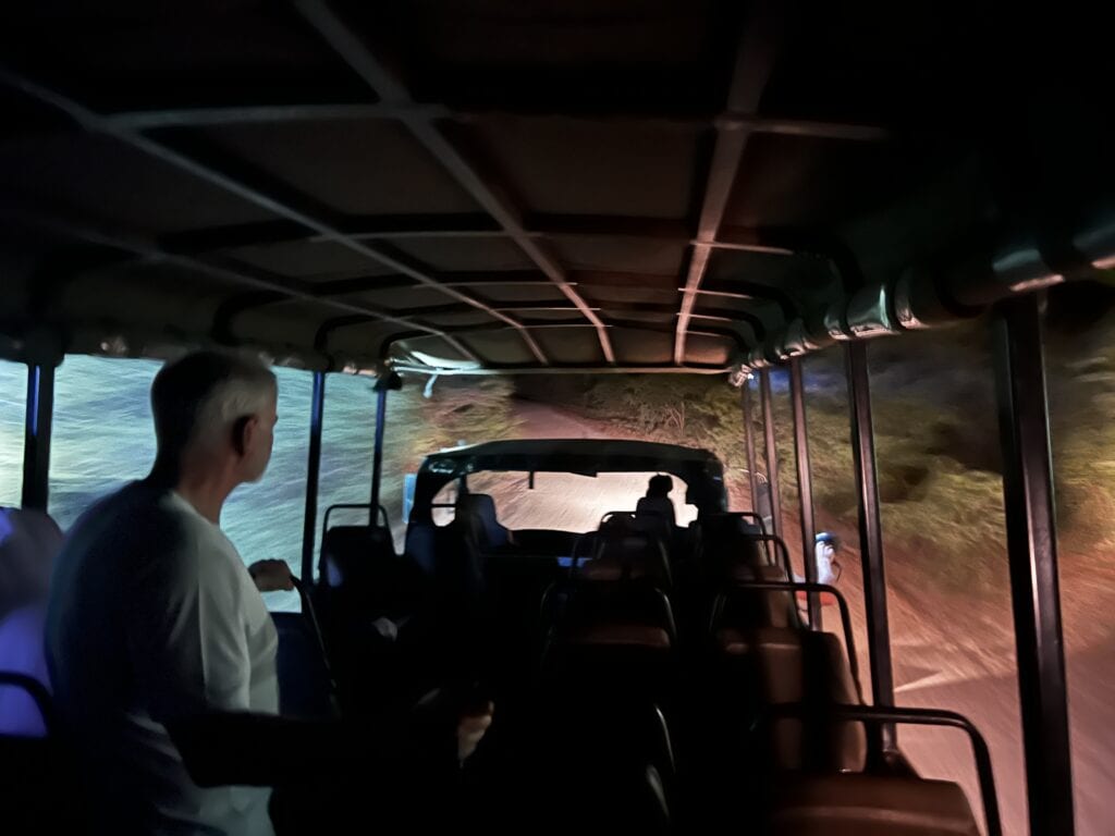 Night safari vehicle in Kruger National Park