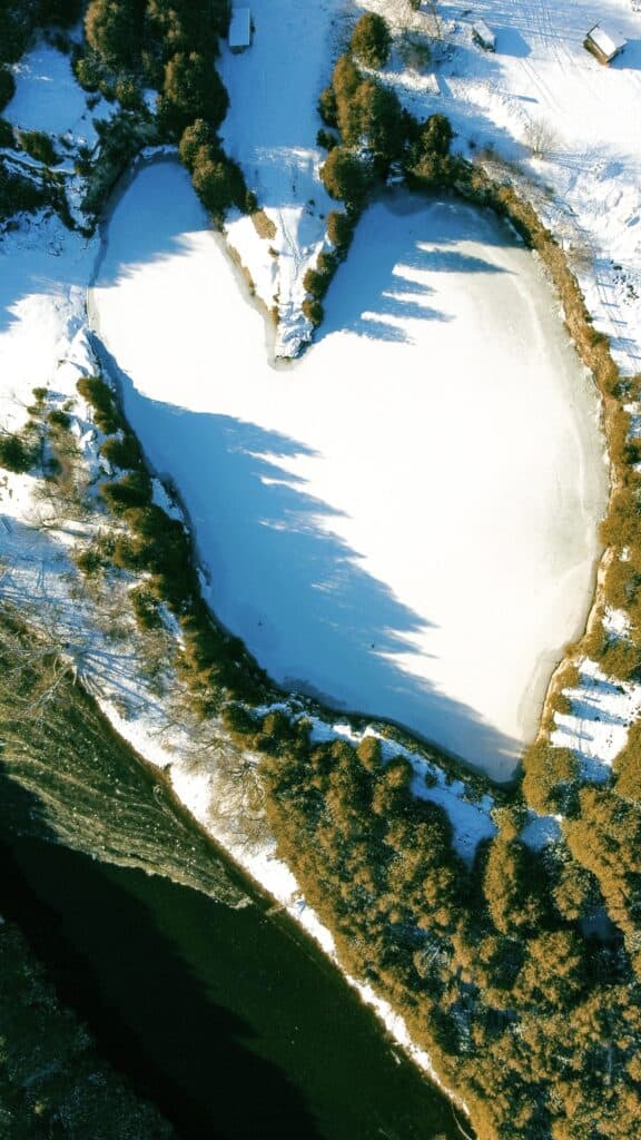 Elora Quarry heart shaped drone view