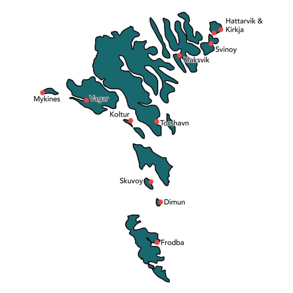 Map of the Faroe Islands helicopter locations