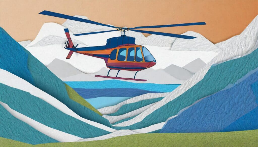 AI artistic interpretation of a helicopter in the faroe islands