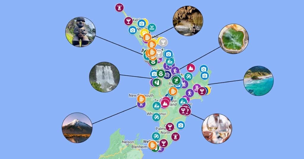 Map of the North Island and Points of Interest