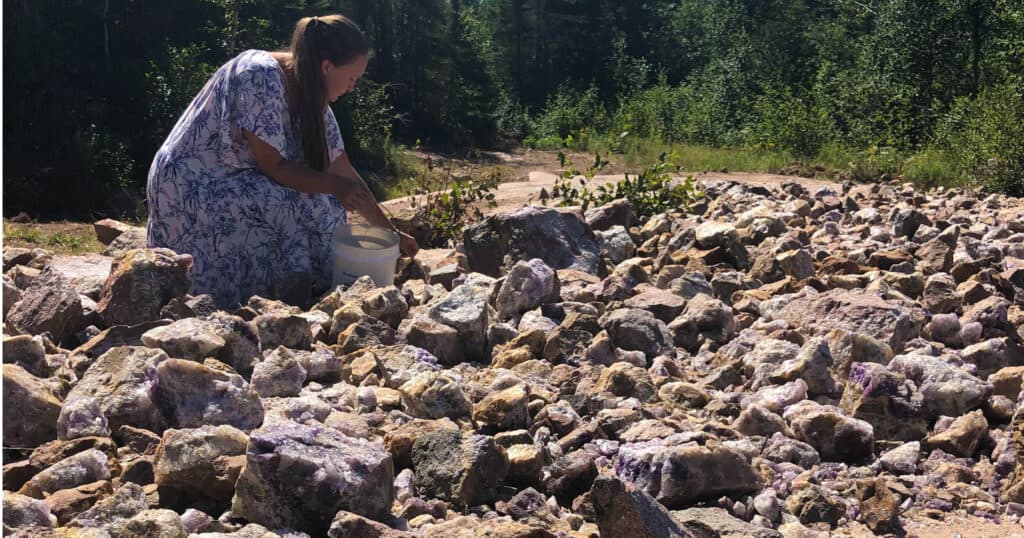 Girl searching for amethyst