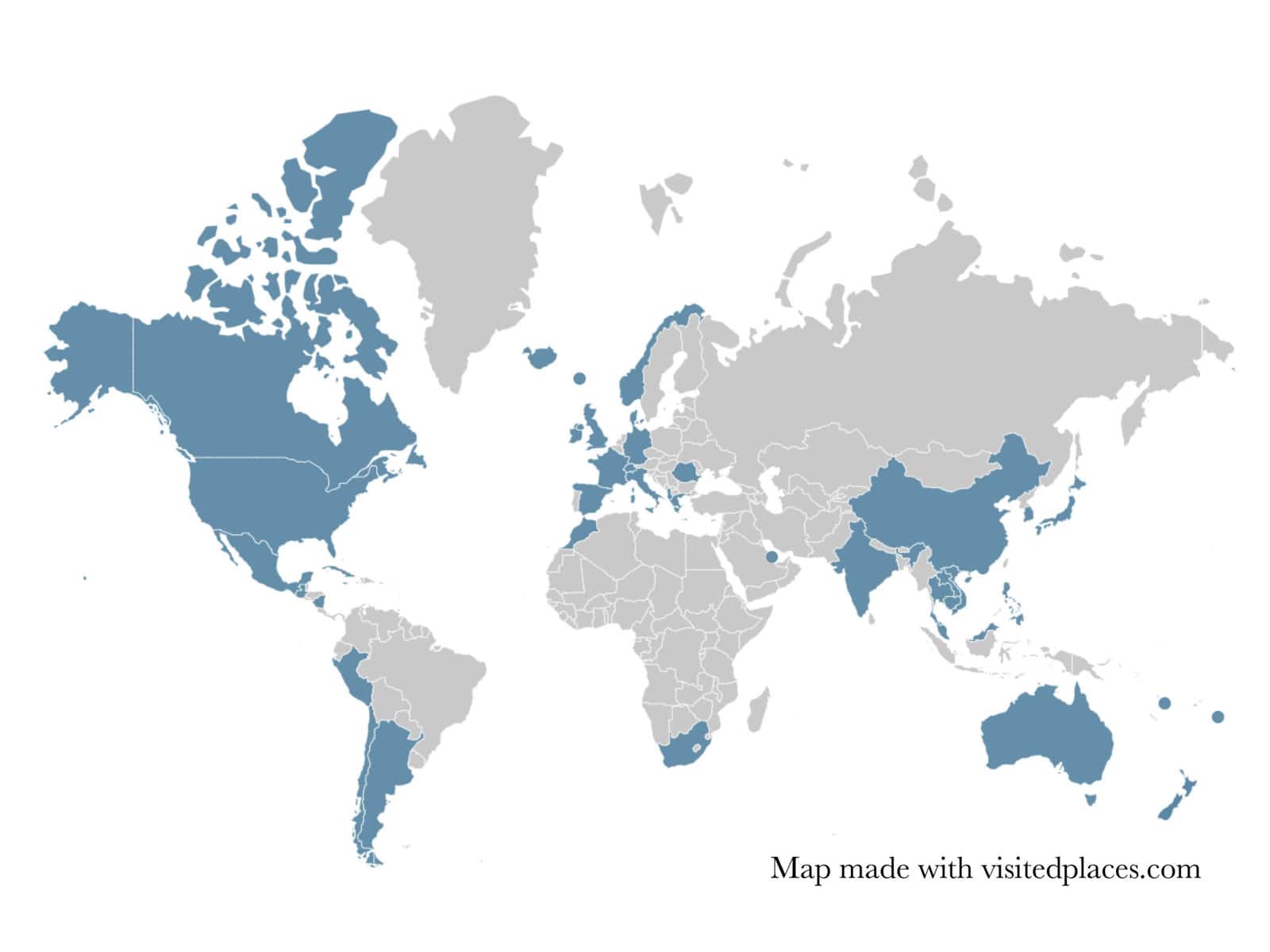 Map of visited countries