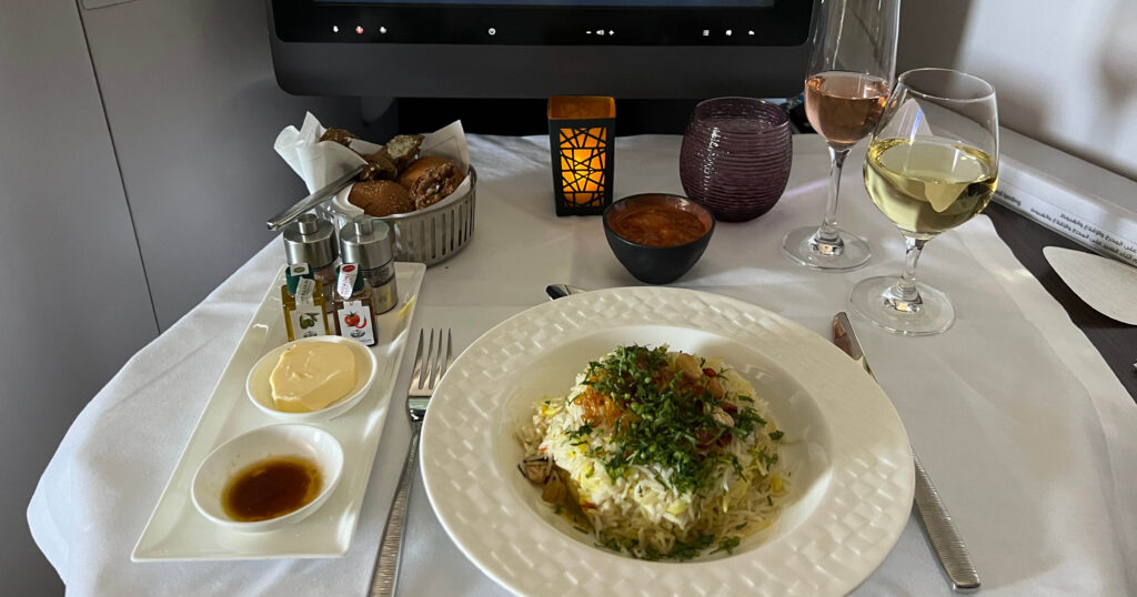 Chicken mashkool on Qatar Airways business class