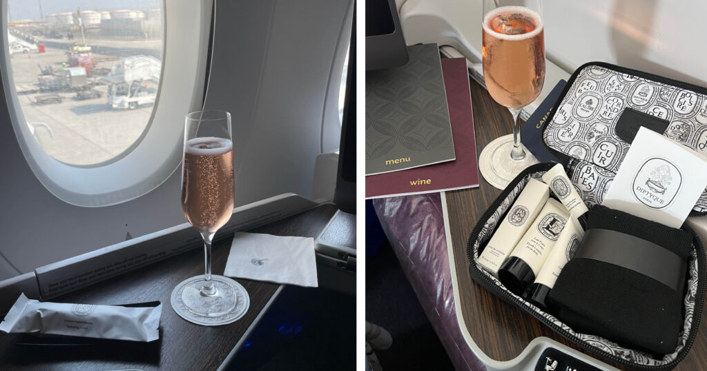 Rose champagne on Qatar airlines