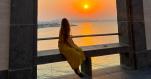 Woman in Qatar at sunset