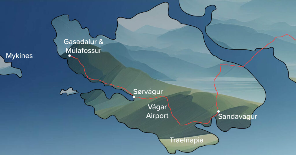 Map of Vagar Island Faroe Islands