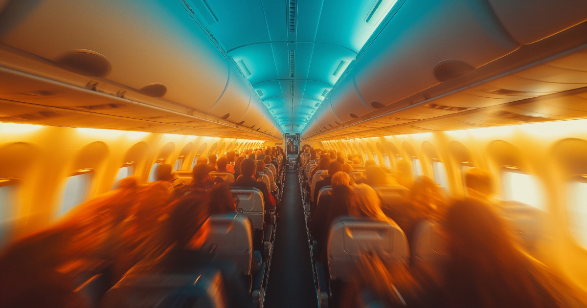 Where to sit on the plane bright cabin at night