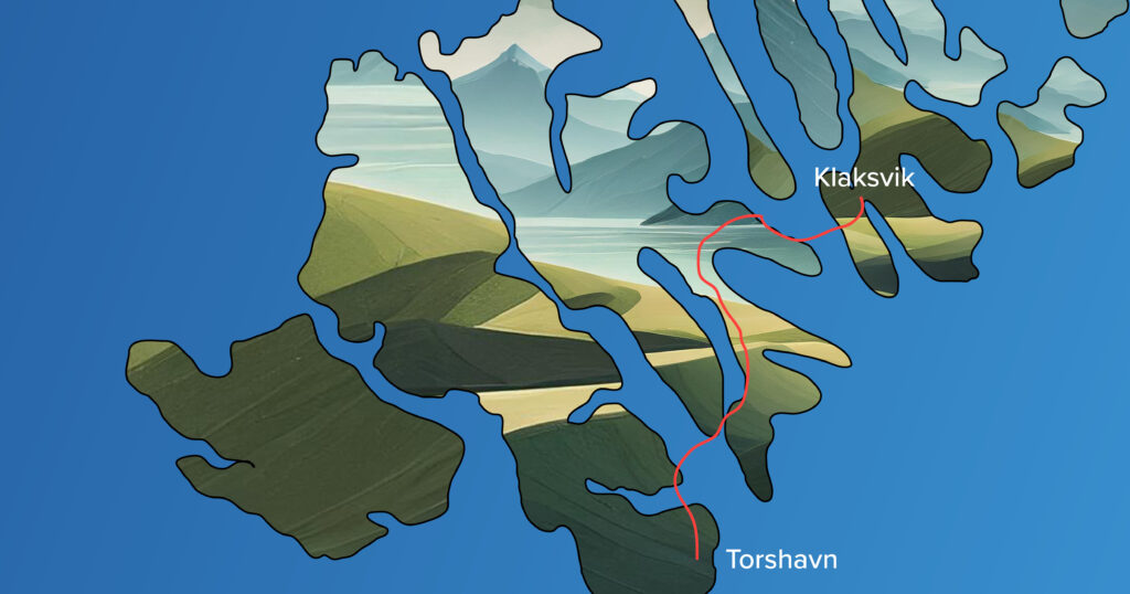 Torshavn to Klaksvik map