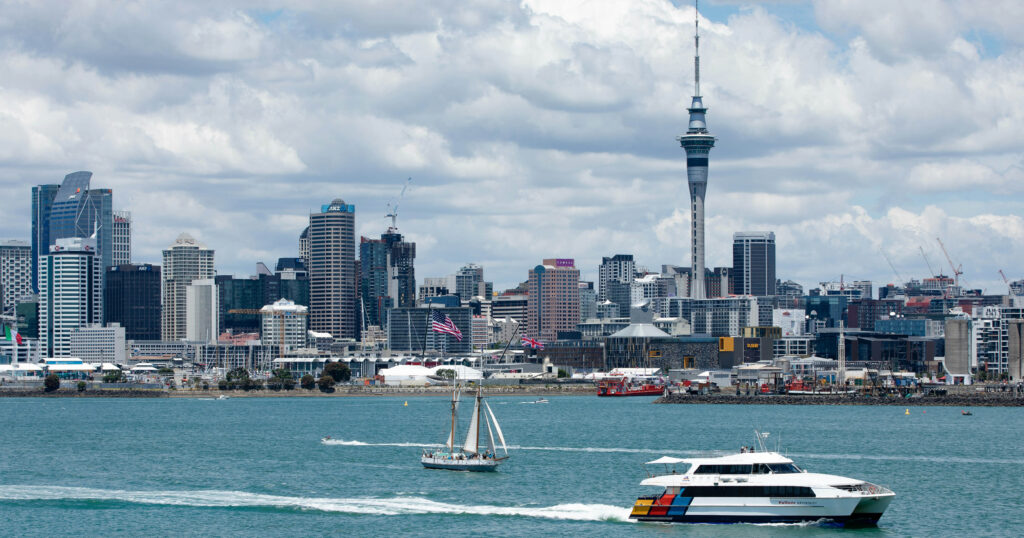 Auckland alphabet dating idea, taking the ferry. Sky tower in the background