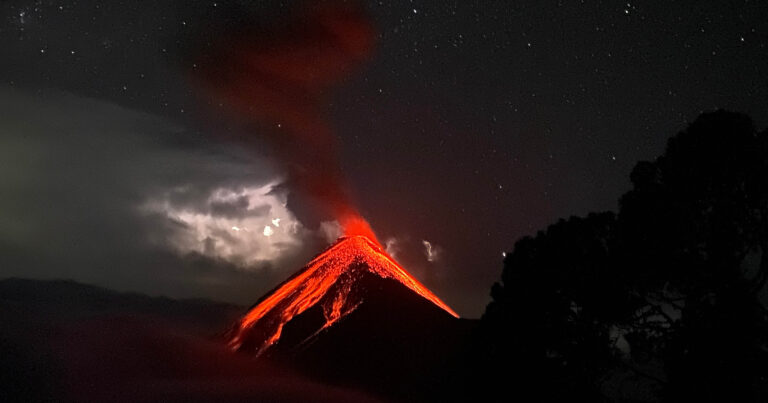 Volcano erupting