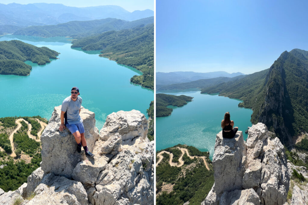 Two people at lake Bovilla