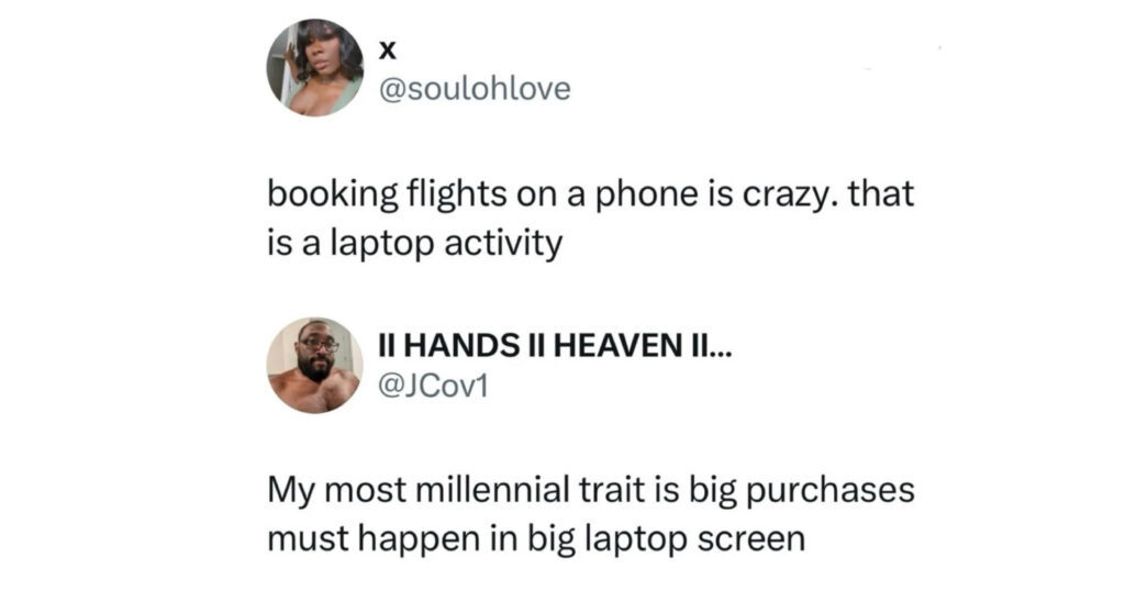 Twitter jokes about booking flights on phones