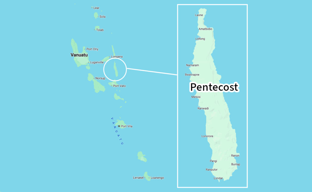 Map of Vanuatu and Pentecost Island