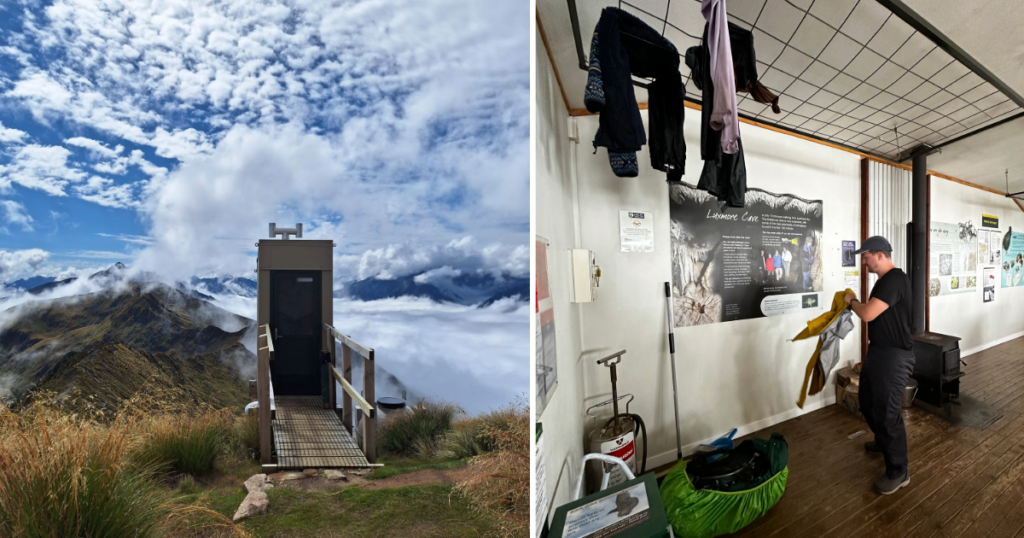 Bathroom on a mountain peak, drying rack