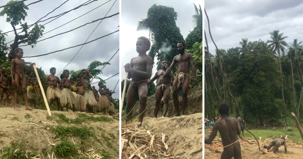 Vanuatu land diving ritual dancers