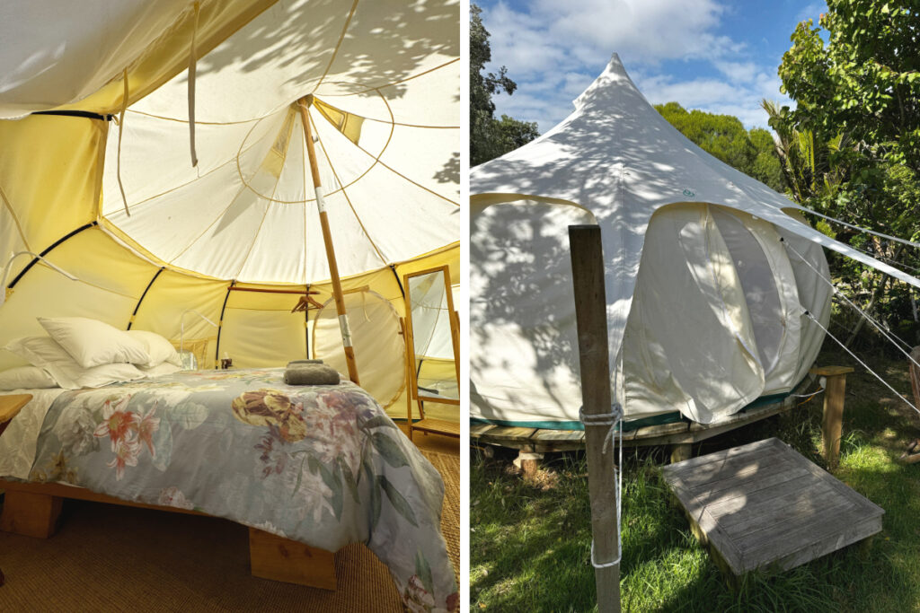 Inside LotusBelle Waiheke glamping tent