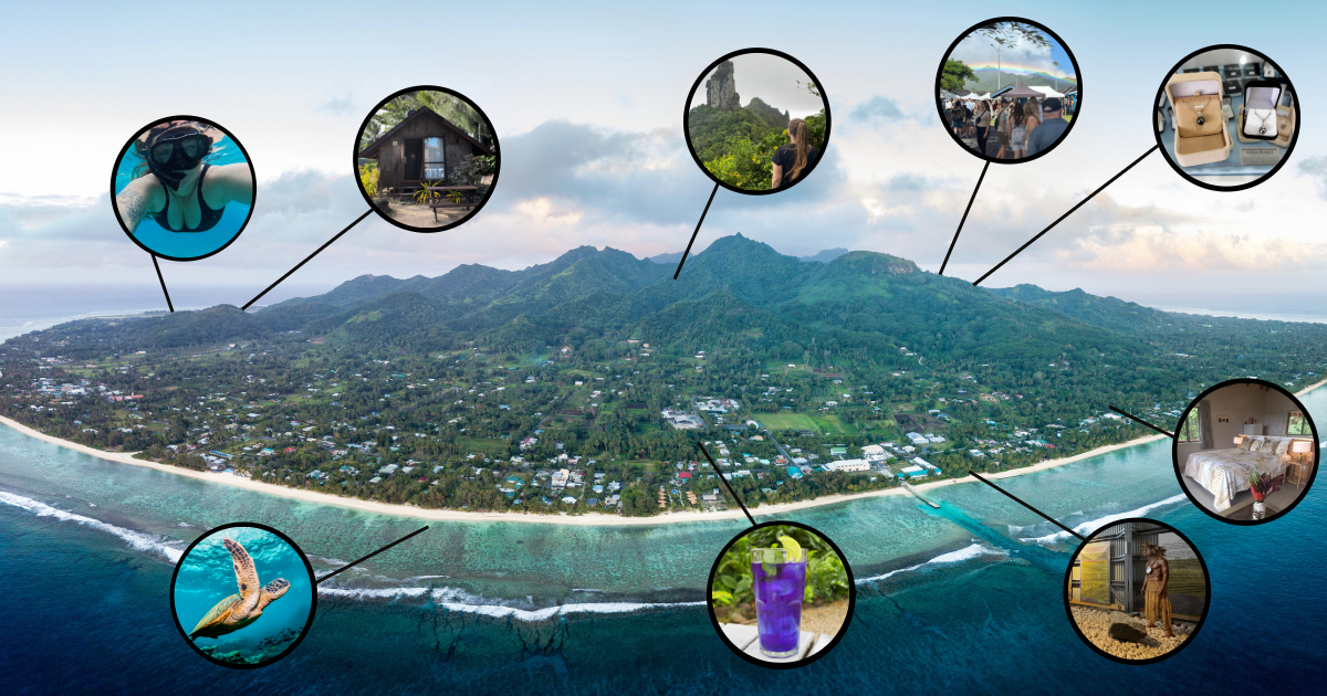 Aerial view of Rarotonga Cook Islands Map