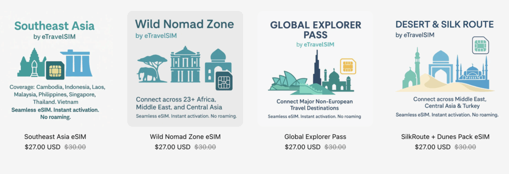 Some ETravelSim regional packages