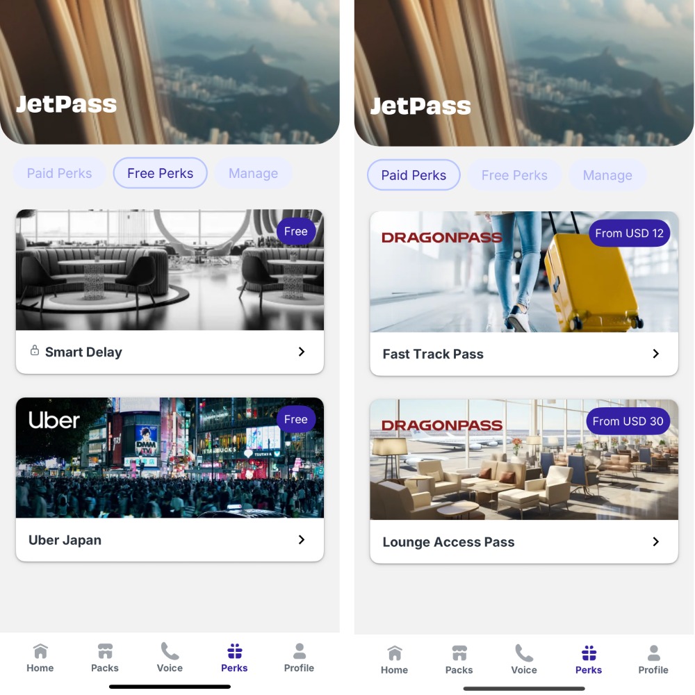 Jetpac Lounge Perks Screenshot from the App