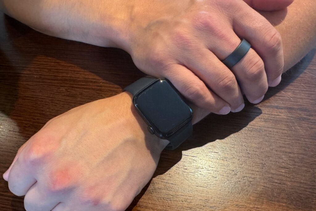 Chesney wearing Apple Watch and Ultrahuman Ring