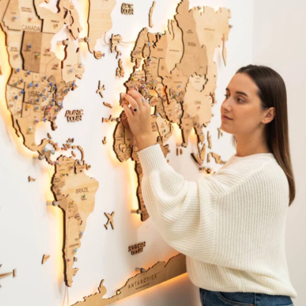 Wooden Wall Map Art