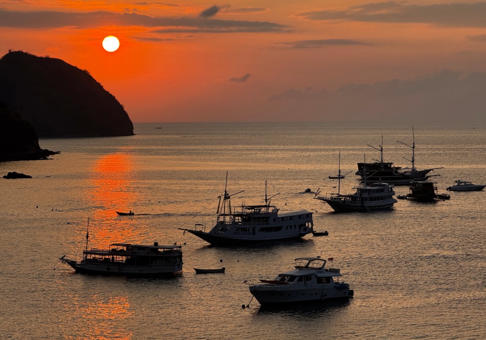 Boats at sunset in Labuan Bajo
