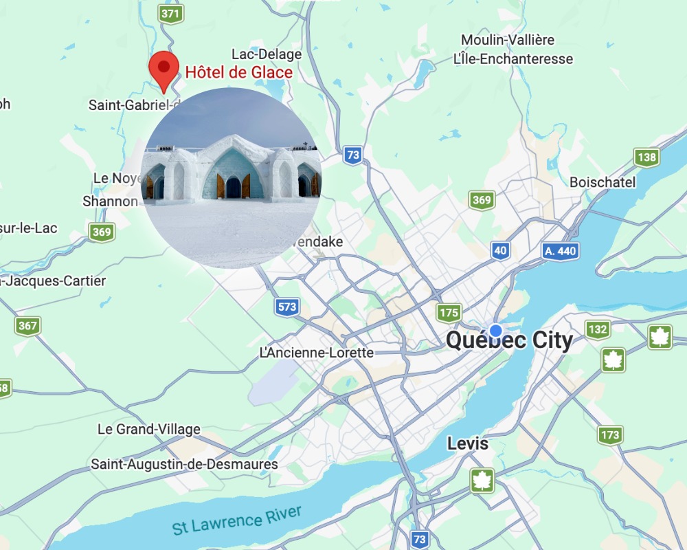 Ice Hotel distance from Quebec City