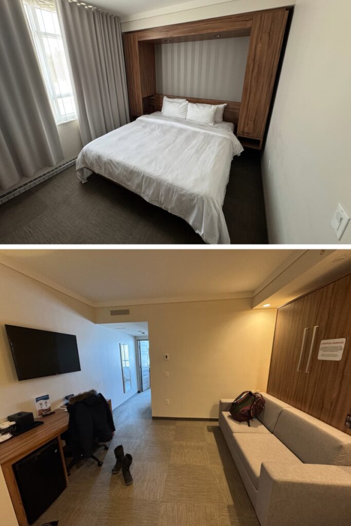 Our hotel room at the Valcartier, included with the Hôtel de Glace booking