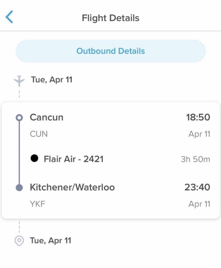 Flair original booking details
